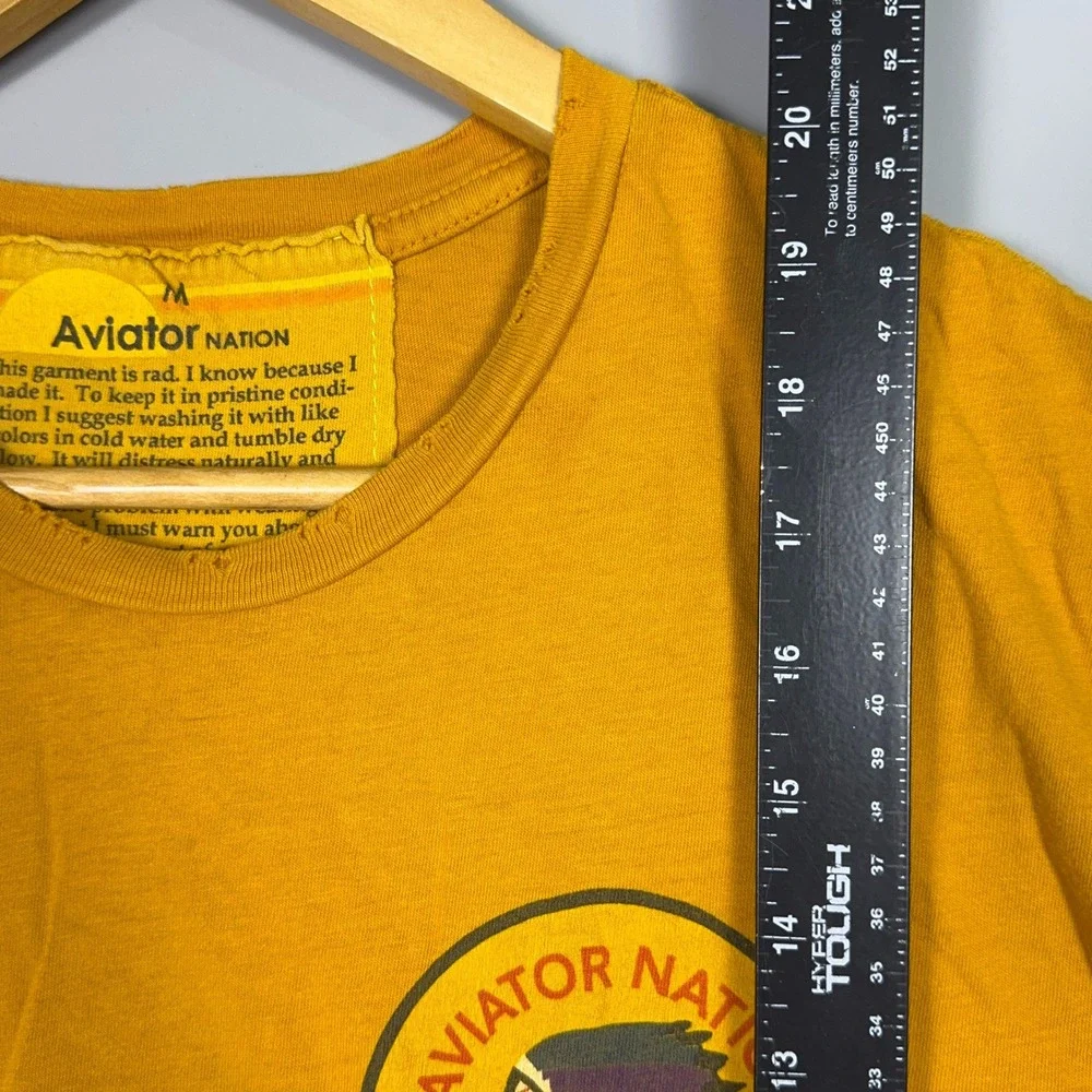 Aviator Nation Tribe of Peace Cropped T-Shirt Womens Medium Mustard Yellow Tee - Picture 6 of 9